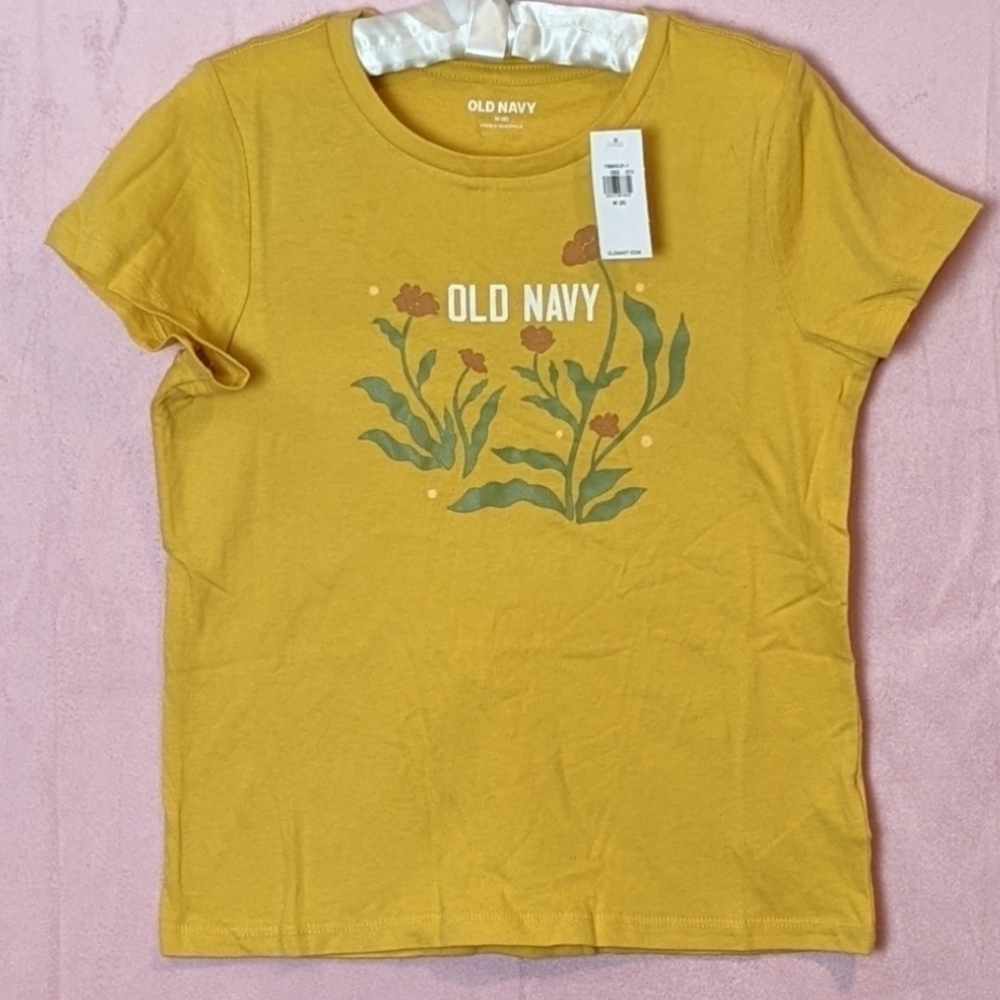 Old Navy Yellow Flower Graphic Short Sleeve Tee size Medium 8
